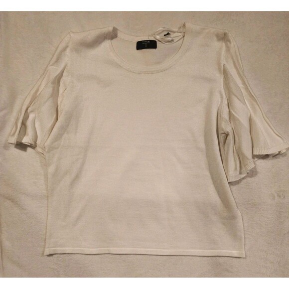 Tahari Knit Top White  Bell Sleeve Size L Womens - Picture 1 of 7